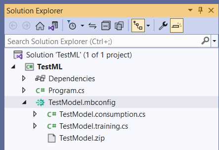 TestModel.mbconfig Expanded—Solution Explorer