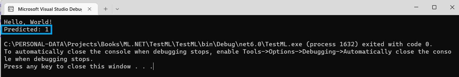 The Execution of the Application—Microsoft Visual Studio Debugger