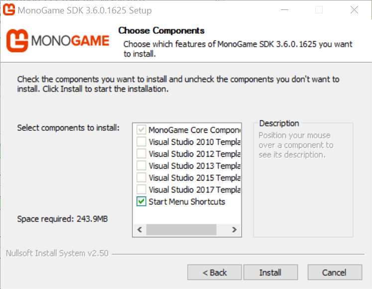 Figure 1 - MonoGame Setup