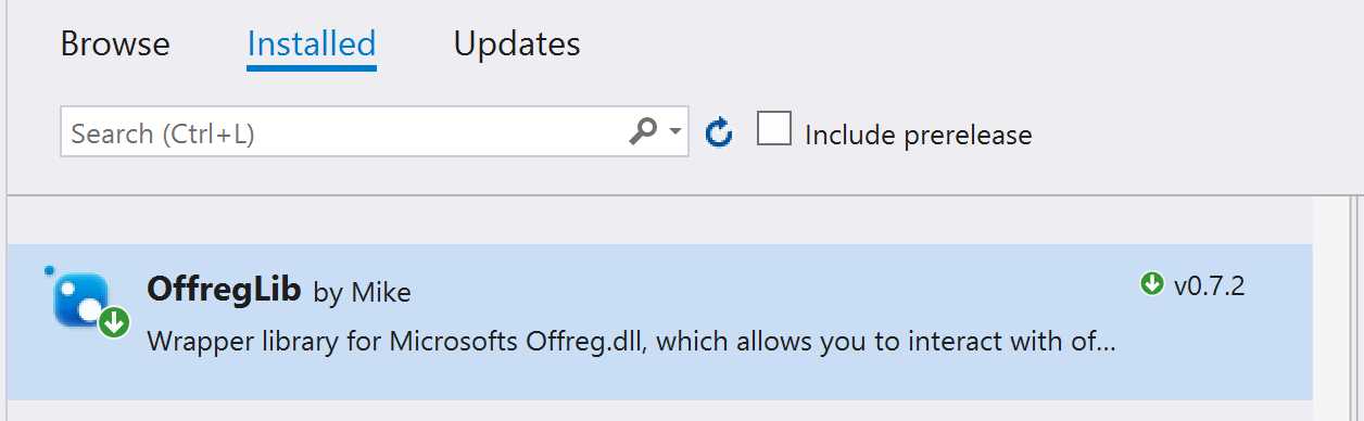The OffregLib library in NuGet