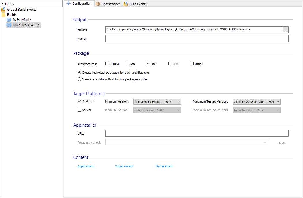 The option in Advanced Installer to generate an MSIX package