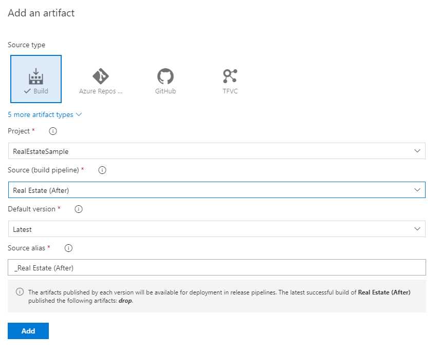 The option to choose the build artifact generated by a build pipeline