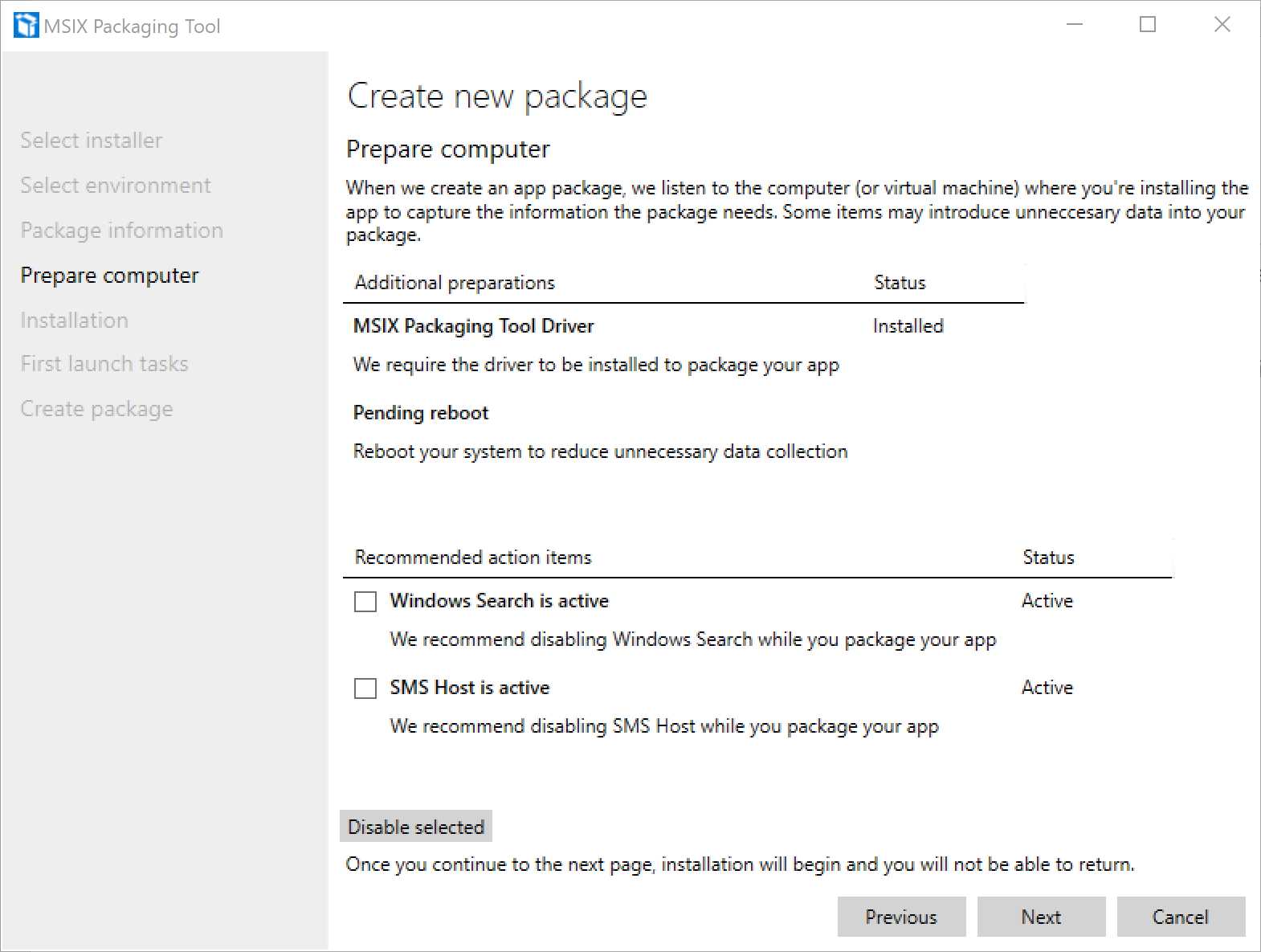 The “Prepare computer” step of the process
