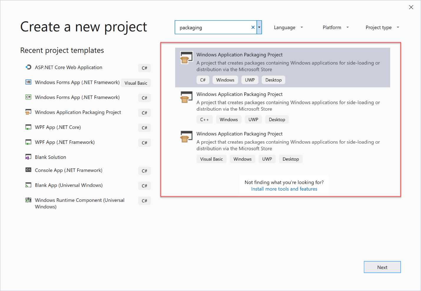 The Windows Application Packaging Project in Visual Studio 2017