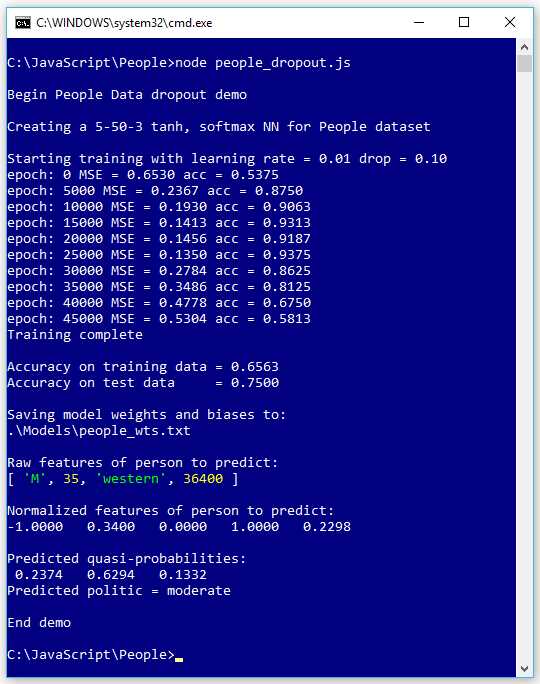 Neural Network Dropout Demo Run