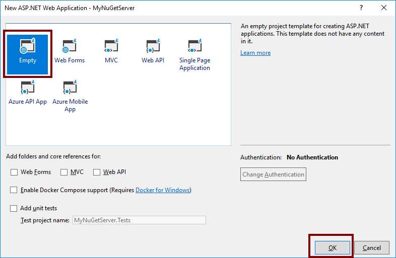 Choosing a Web Project Template