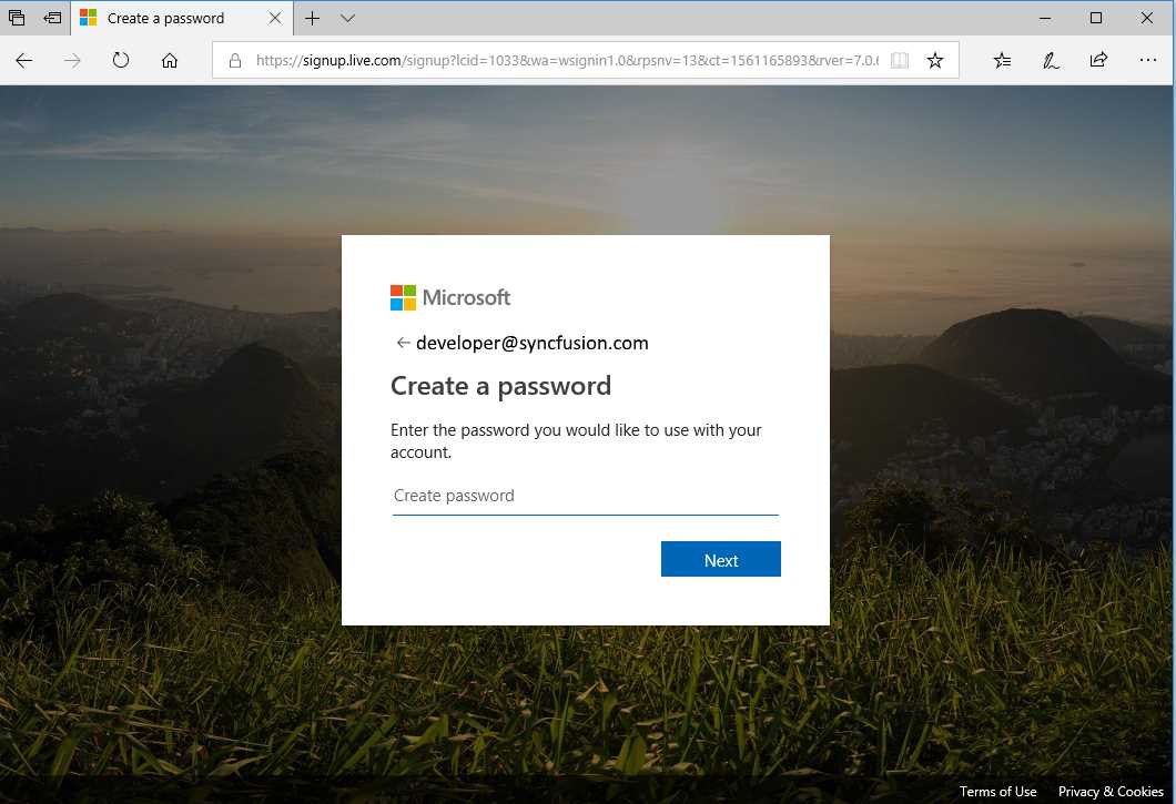 Create password form