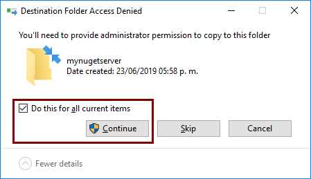 Dialog box asking for administrative permissions