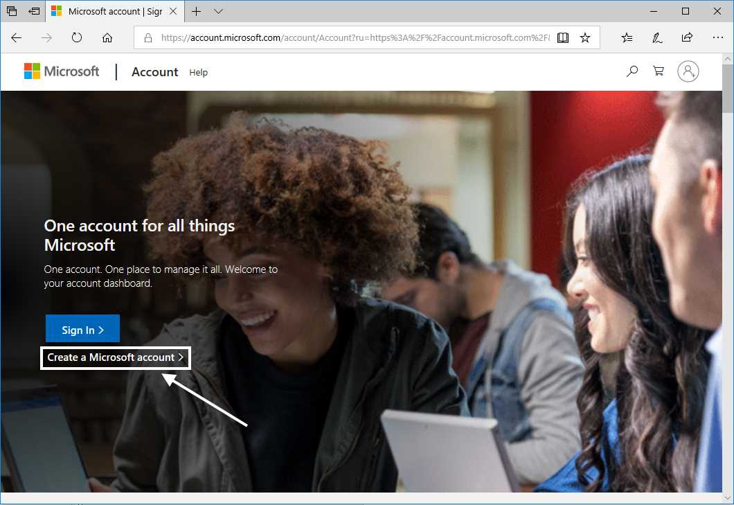 Microsoft account home page