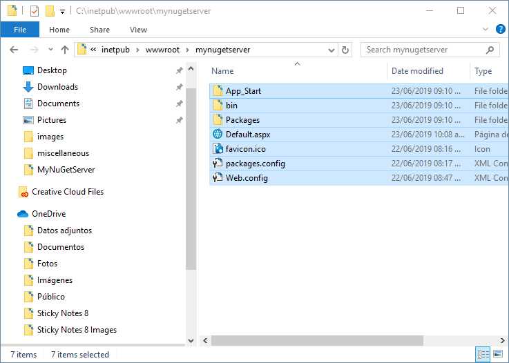 MyNuGetServer files and folders