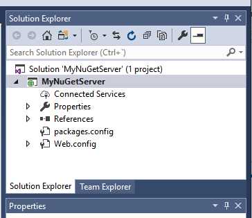 MyNuGetServer project in the Solution Explorer