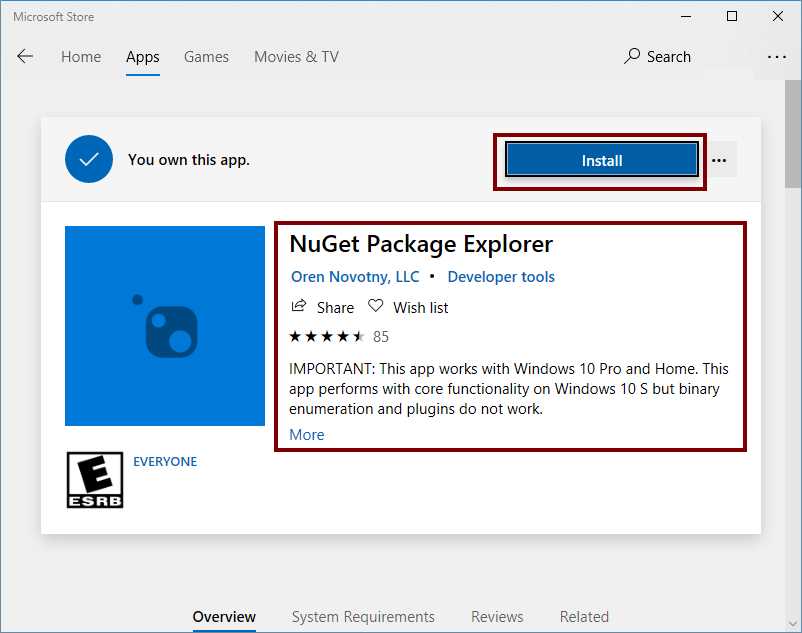 NuGet Package Explorer application info