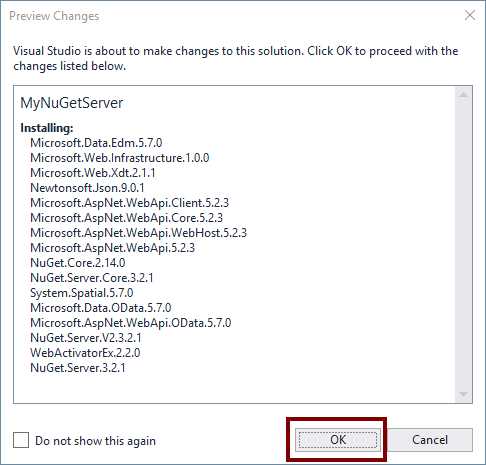 Preview Changes dialog box