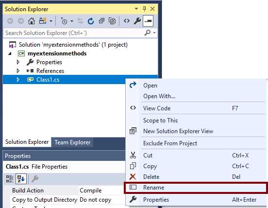 Renaming the Class1.cs file