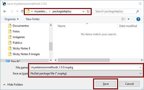 Saving the NuGet package