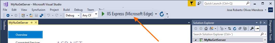 Start Debugging for MyNuGetServer project