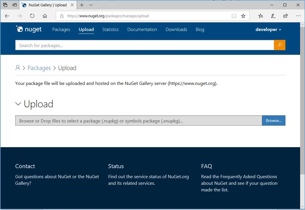 Upload form in NuGet Gallery