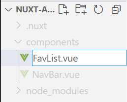 Creating FavList.vue (VS Code—EXPLORER)