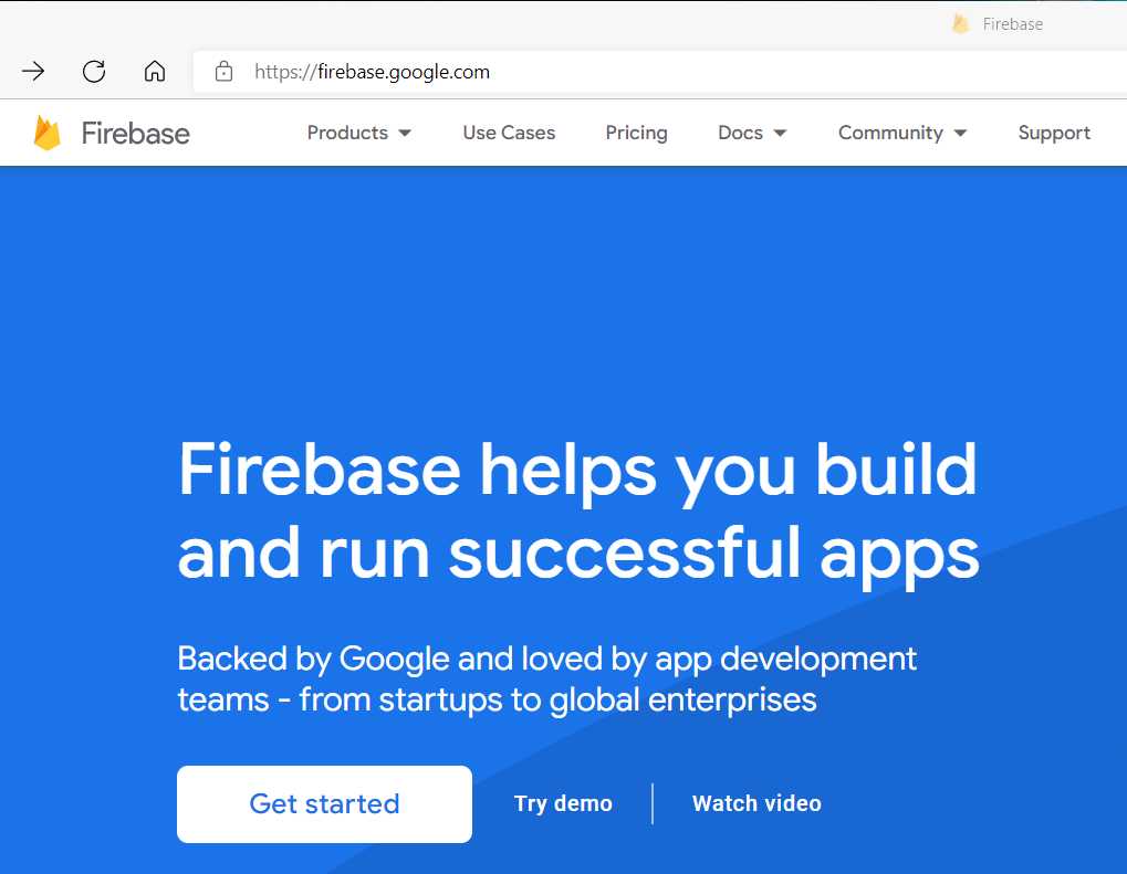Firebase Home Page