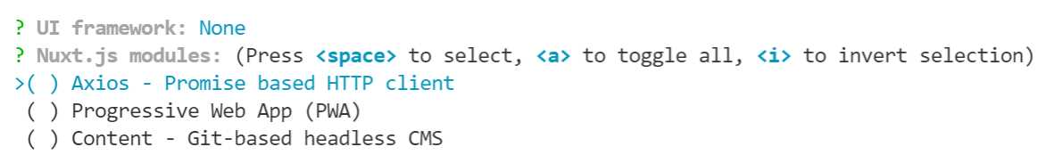Nuxt.js Modules— create-nuxt-app (Built-in Terminal—VS Code)
