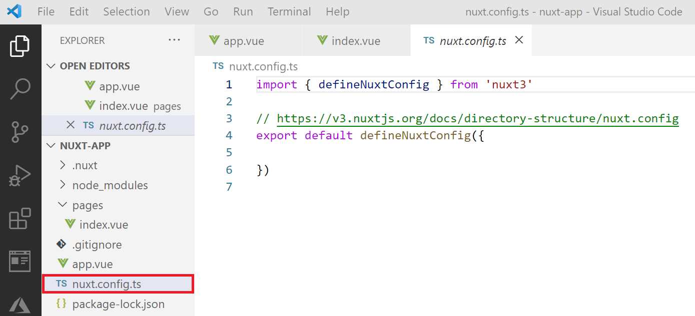 The nuxt.config.ts File—VS Code