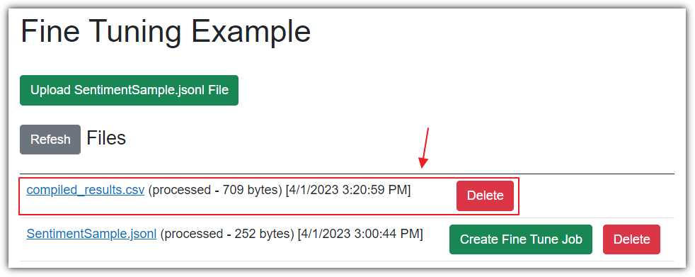 Create Fine Tune Job Completed
