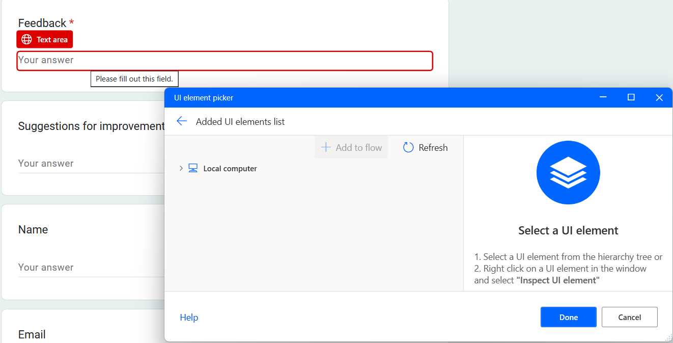 Adding the Feedback UI Element (Before Ctrl + Mouse Click)