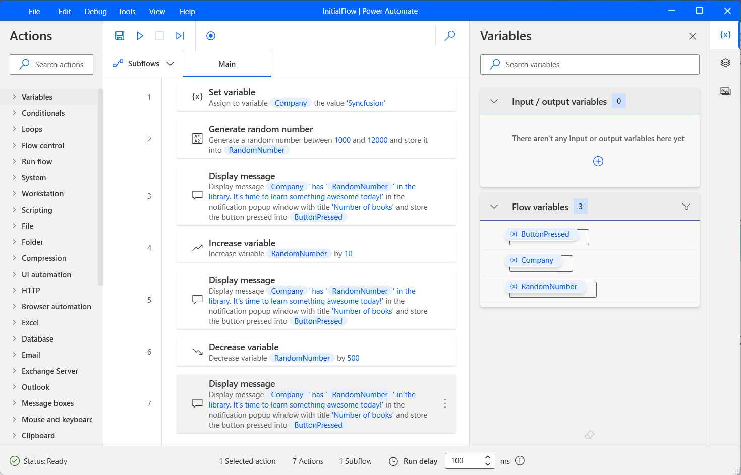 Power Automate Desktop (The Finished InitialFlow)
