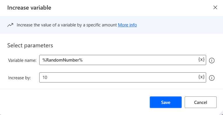 Power Automate Desktop (The Increase variable Action—Changed Details)