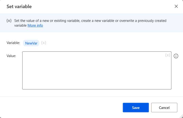 Power Automate Desktop (The Set variable Action—Default Details)
