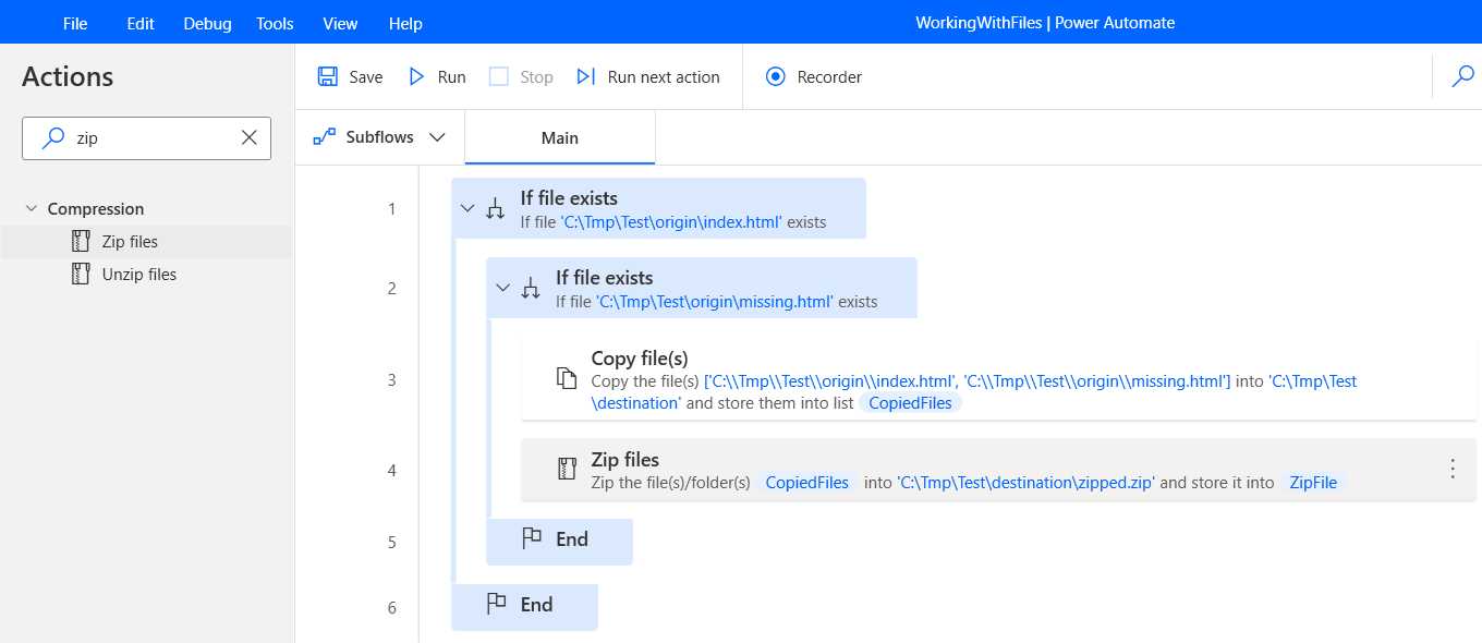 Power Automate Desktop (The Updated WorkingWithFiles Flow)