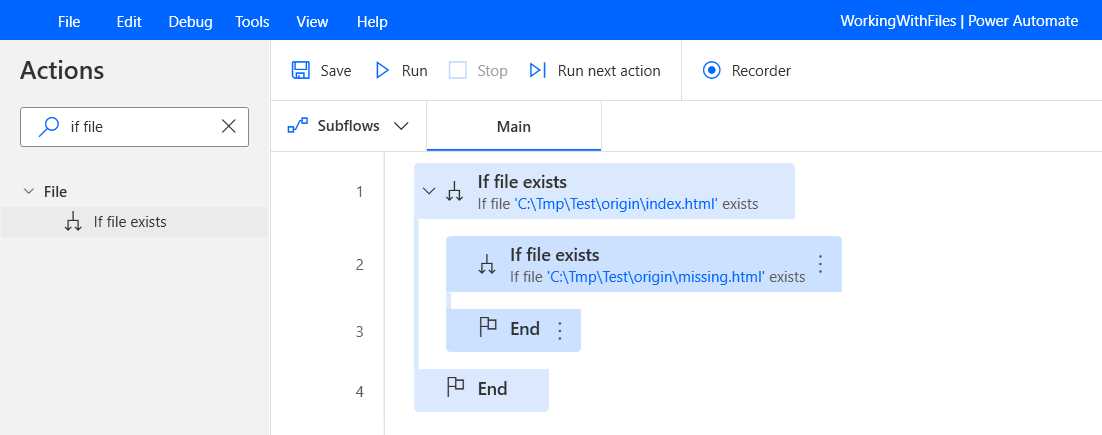 Power Automate Desktop (The WorkingWithFiles Flow—Step 2)