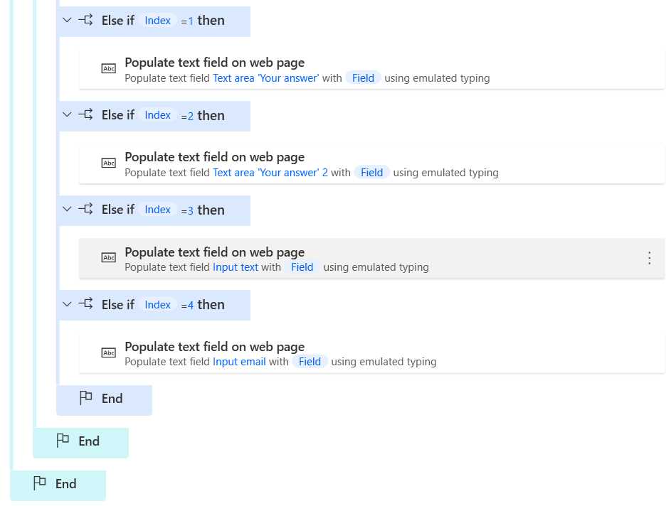 The Conditions for Populating the Remaining Fields