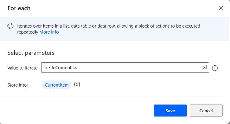 The For each Action—(Changed Details)