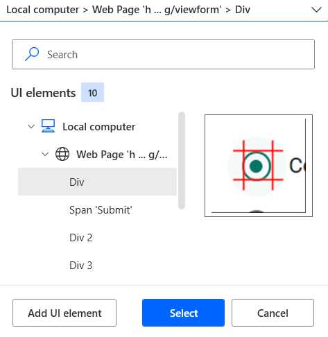 The List of Available UI Elements (When Setting the UI element property)