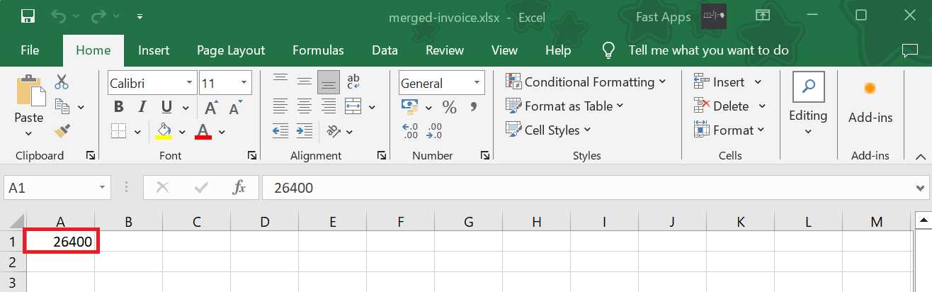 The merged-invoice.xlsx File