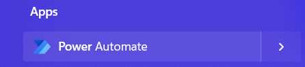 The Power Automate Desktop App Option (Windows 11 Menu)