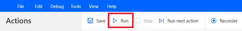 The Run Button (Power Automate Desktop)