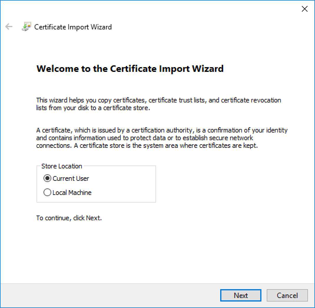 Certificate Import Wizard