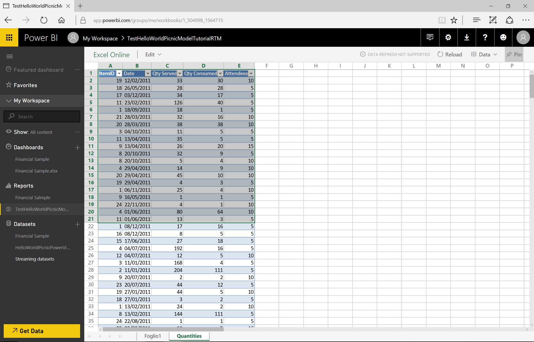 Excel Workbook on Power BI