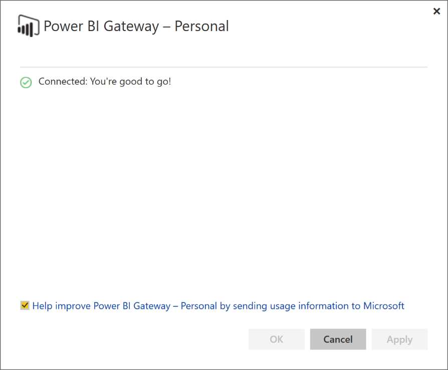 Personal Gateway—connected status