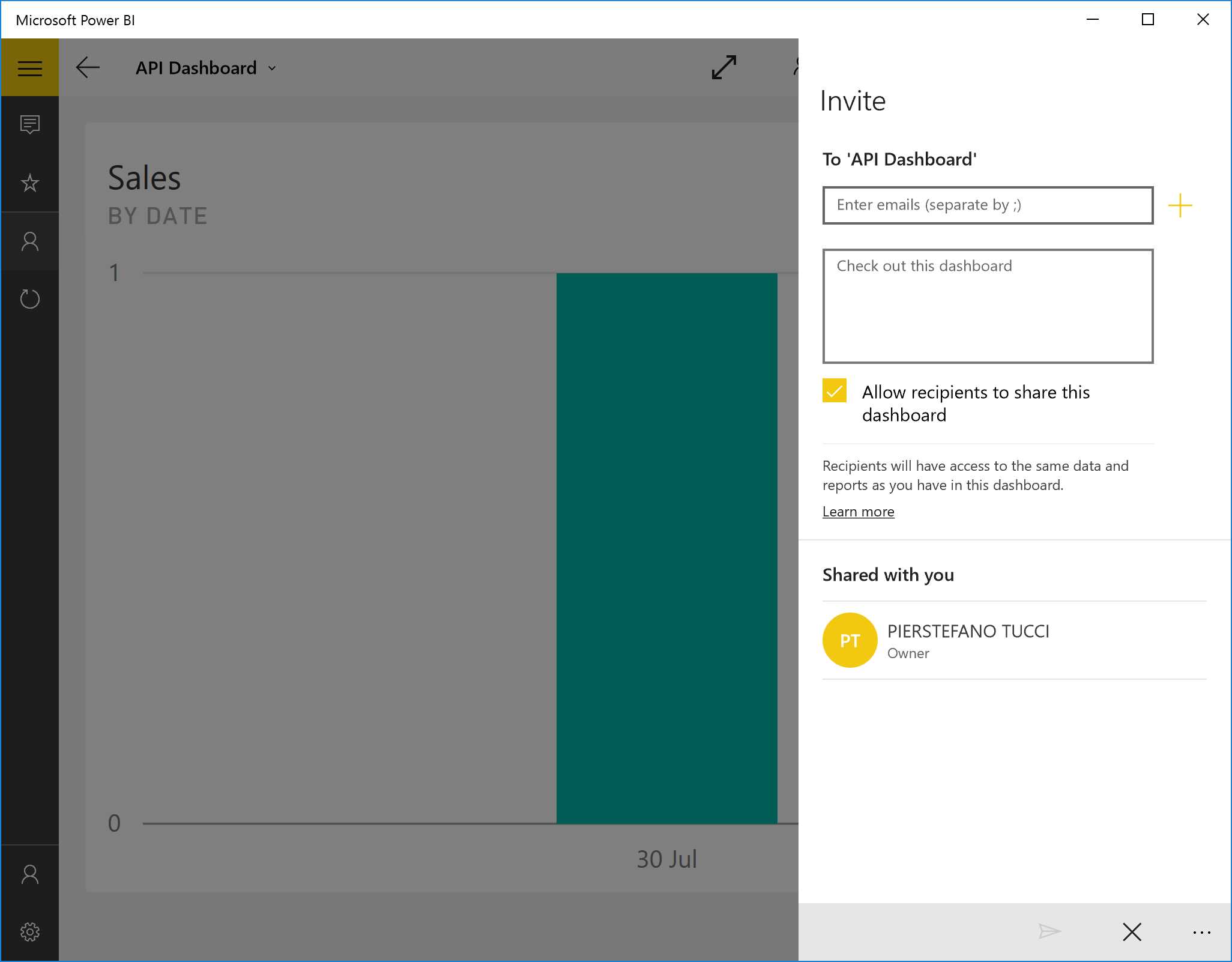 Power BI App—invite options