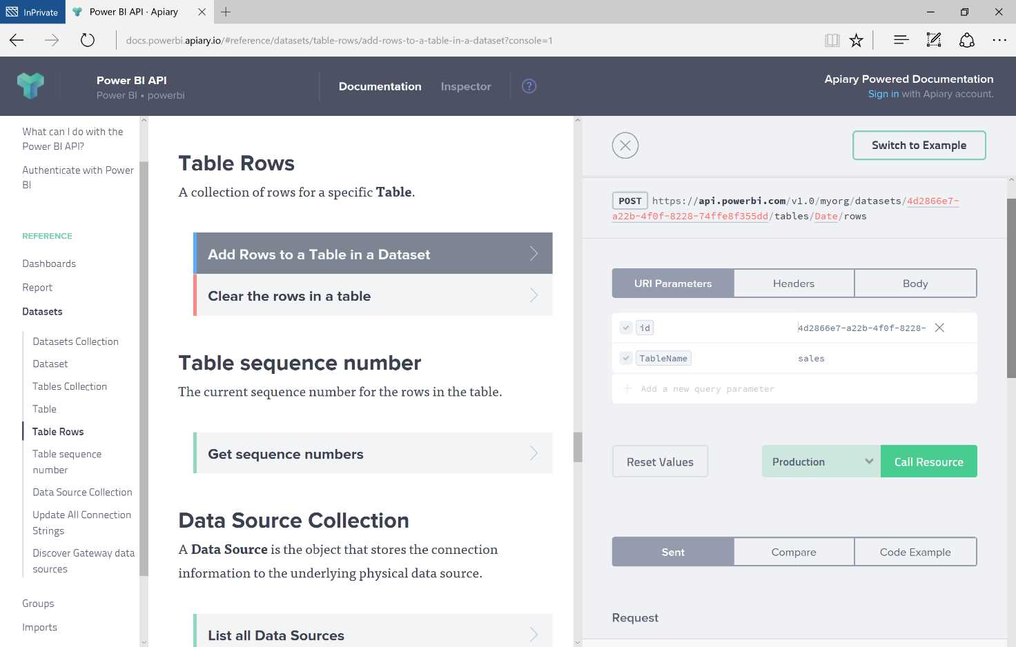 Power BI Console Portal—Table Rows, Add Rows
