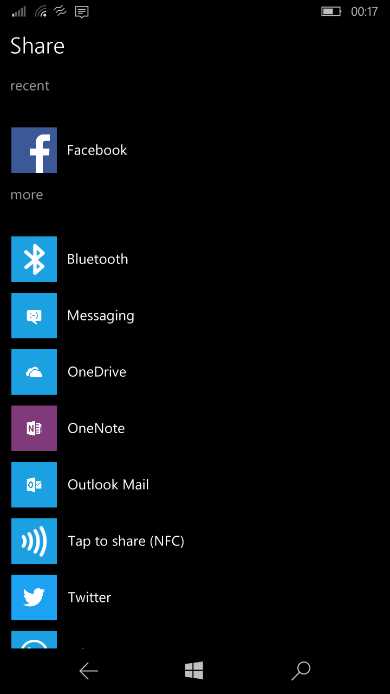 Power BI Windows 10 Mobile—Share