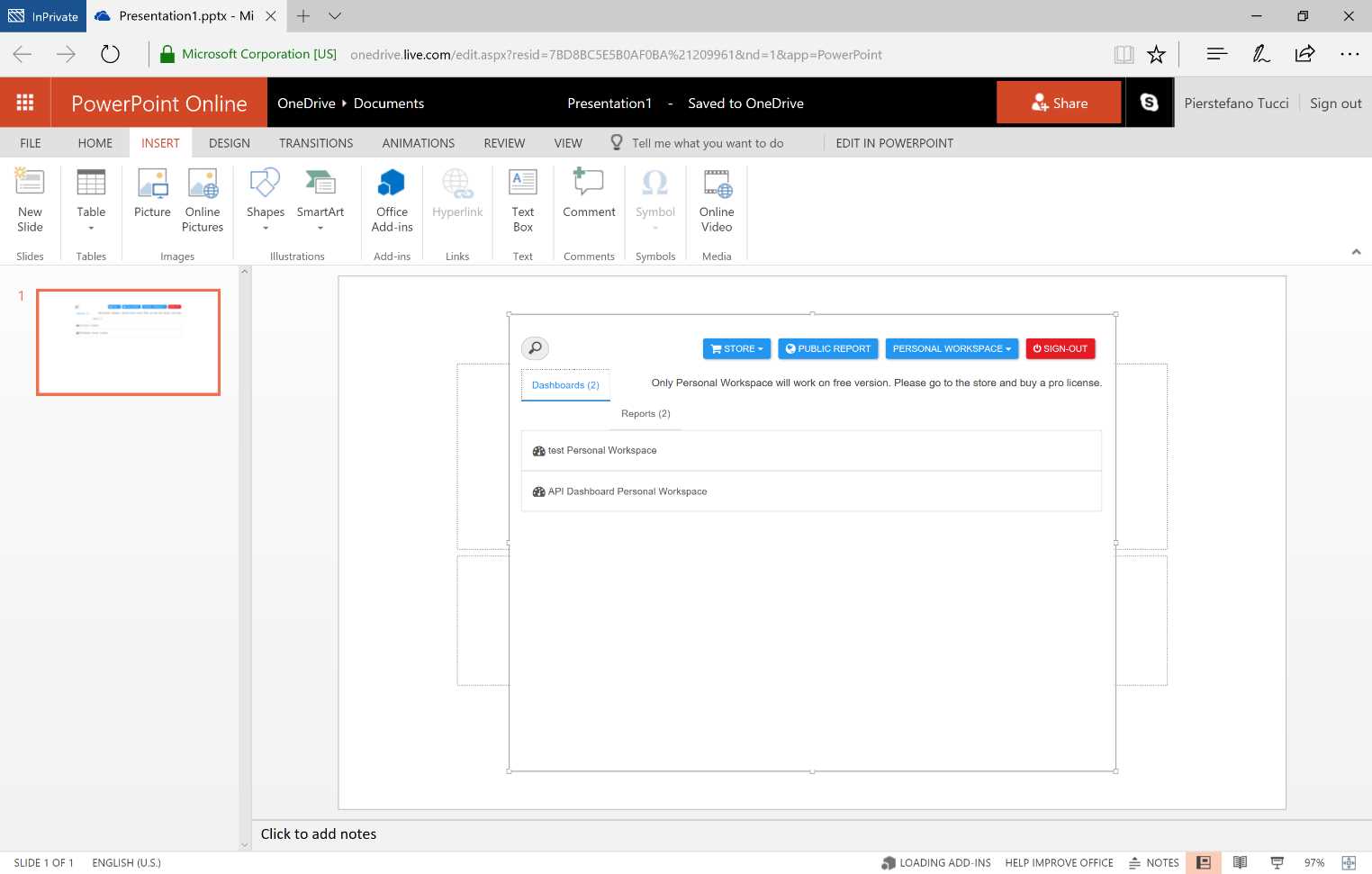 Power Point Online—Power BI Add-in