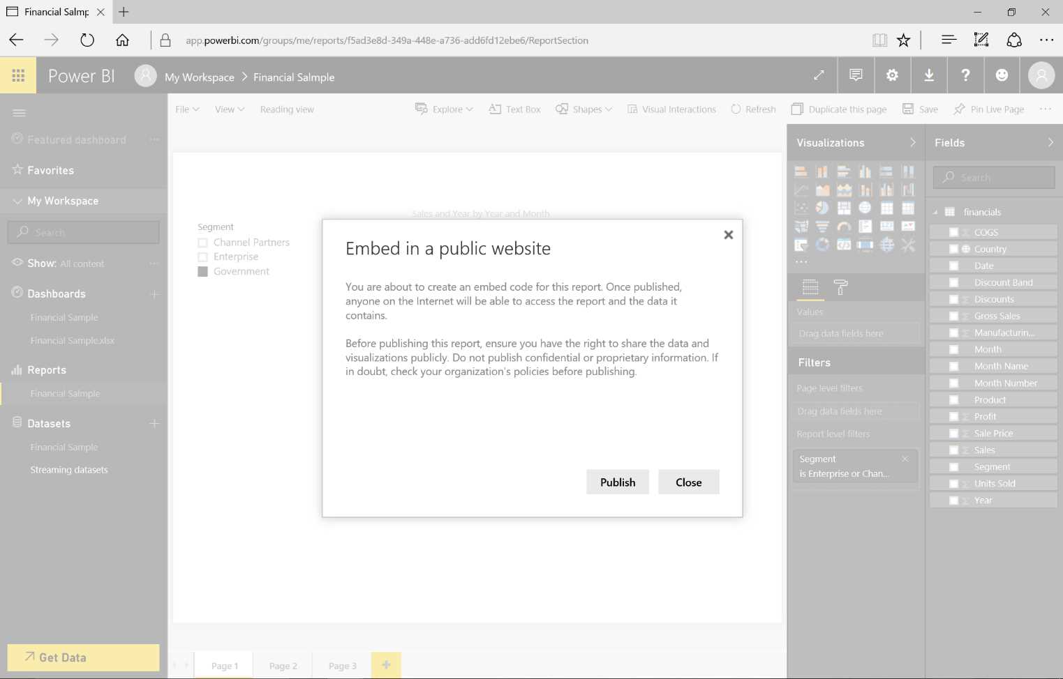 Publish to web—sequence