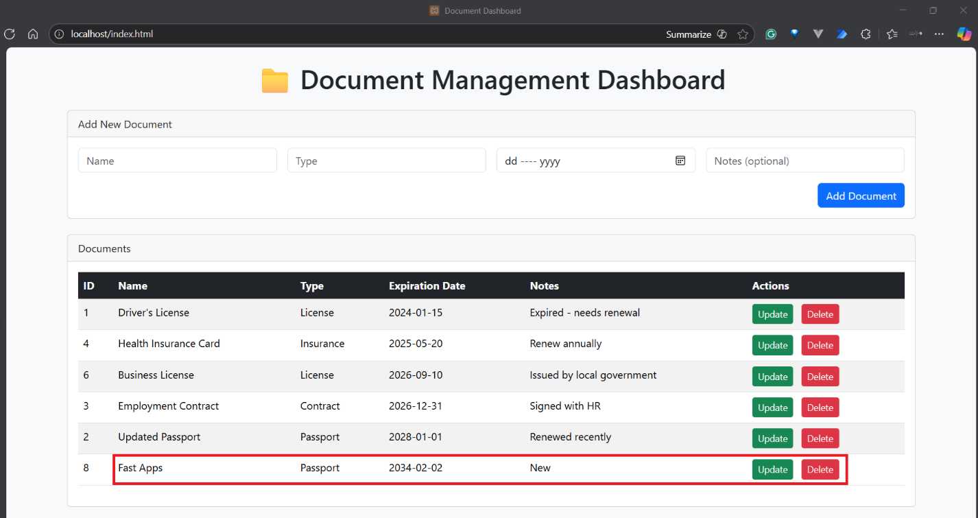 Document Added Successfully