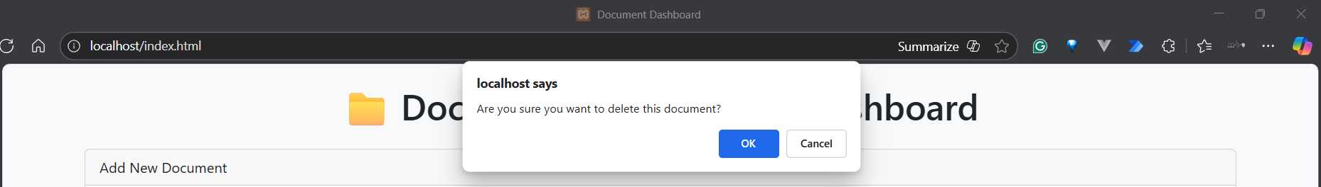 Requesting Confirmation to Delete