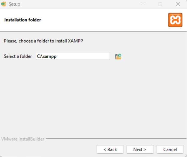 XAMPP Installation (Installation folder)