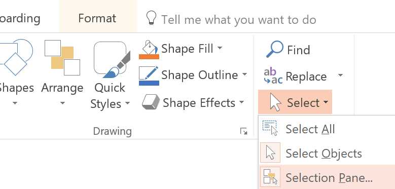 Enabling the Selection Pane